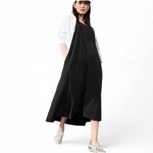 Athleta Presidio Dress Womens Size M Black Traveler Maxi Hi Low Lightweight